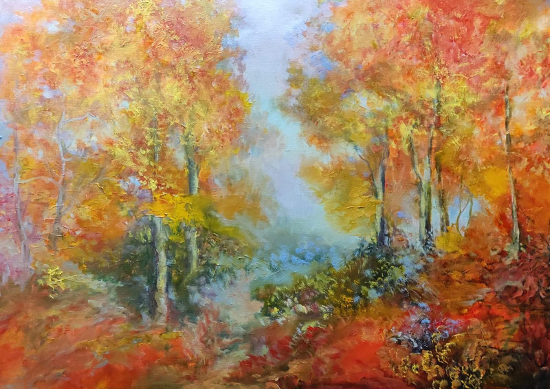 Birutė Butkienė tapytas paveikslas Pasipuošęs miškas, Peizažai , paveikslai internetu