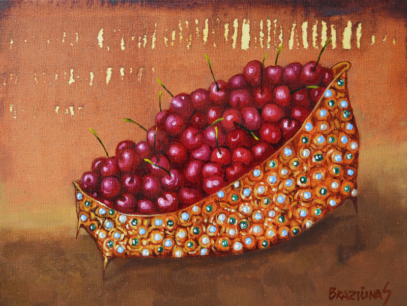Cherries original painting by Artūras Braziūnas. Still-Life