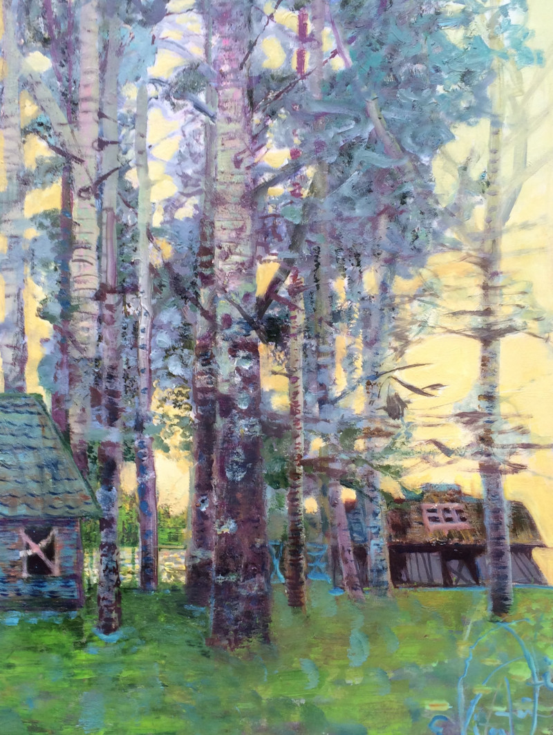 Sycamore And Abandoned Homestead original painting by Gražina Vitartaitė. Landscapes