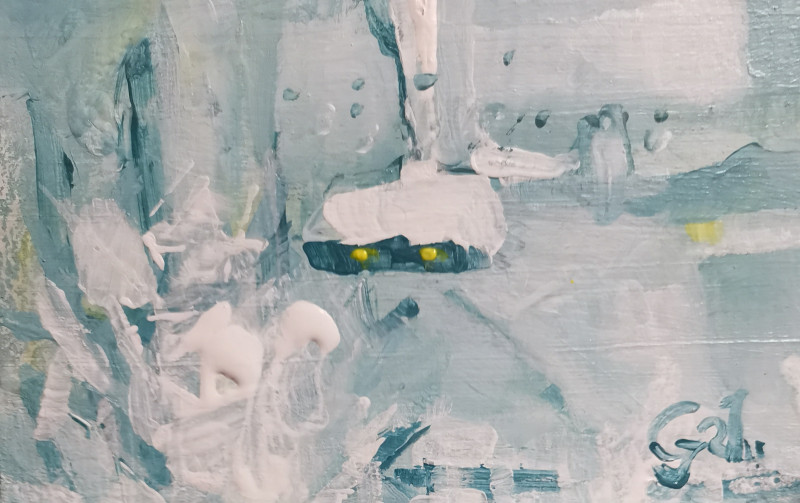 Jonas Grunda tapytas paveikslas Gimtadieniai. Žiemužėlė, Miniatiūros - Maži darbai , paveikslai internetu