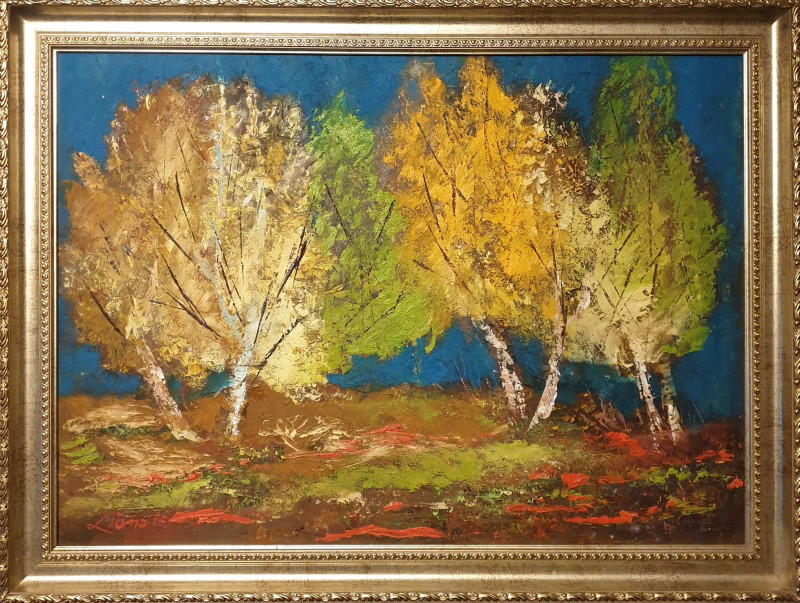 The Six Trees original painting by Lilijana Tumaitė. Landscapes