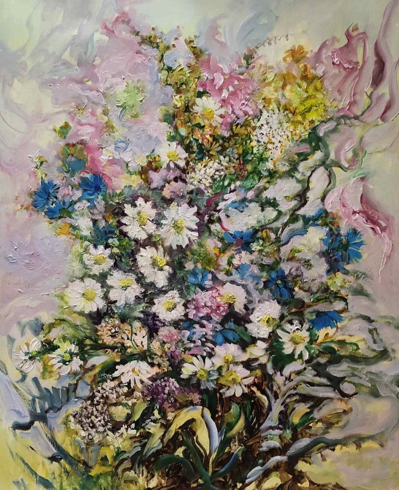 Birutė Butkienė tapytas paveikslas Vasara kvepianti puokštė, Gėlės , paveikslai internetu
