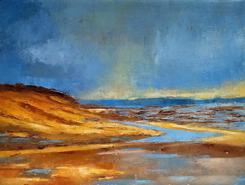 Kęstutis Jauniškis tapytas paveikslas Vakarėjant prie jūros, Jūros , paveikslai internetu