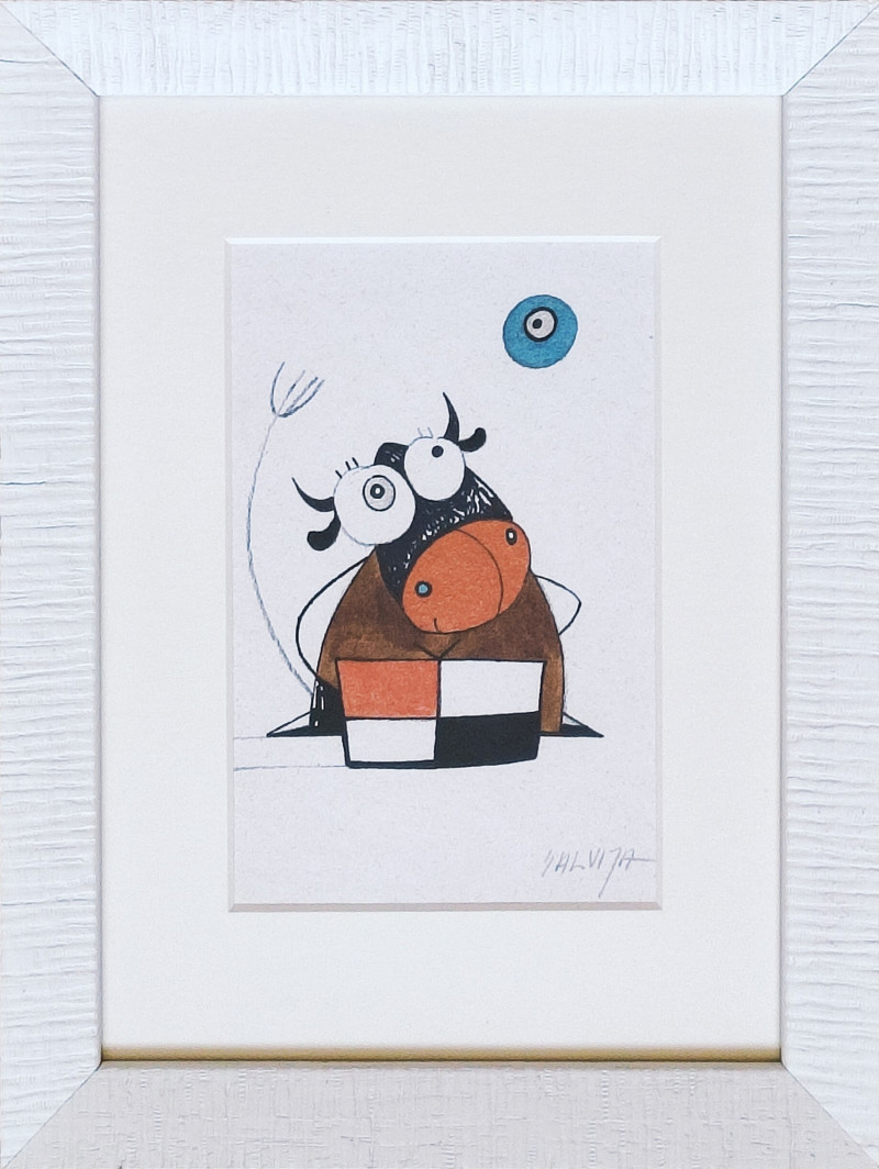 Full of Love. From the Cycle \\"Cow Stories original painting by Salvija Zakienė. Miniature