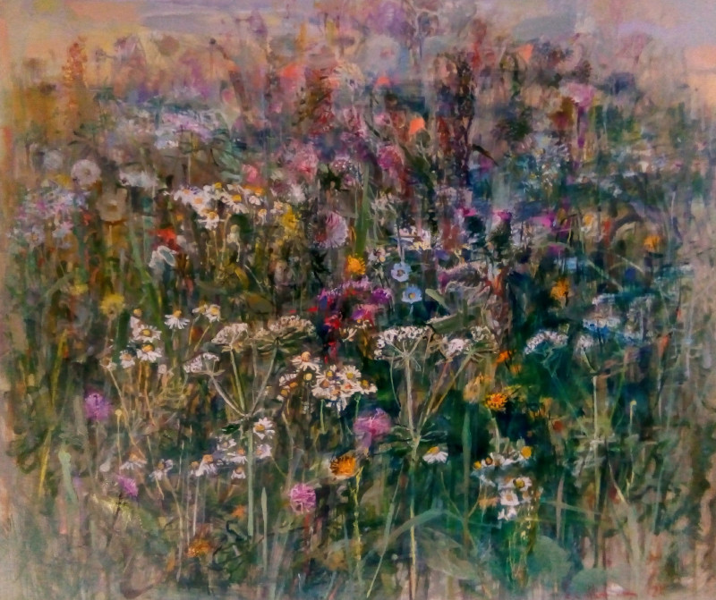 Sunset original painting by Jonas Šidlauskas. Flowers