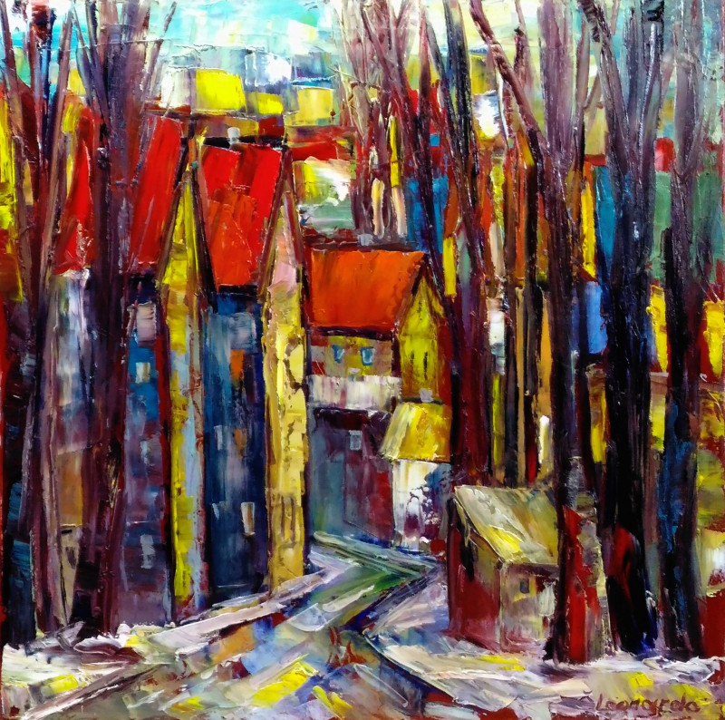 Leonardas Černiauskas tapytas paveikslas Miestas 3, Urbanistinė tapyba , paveikslai internetu