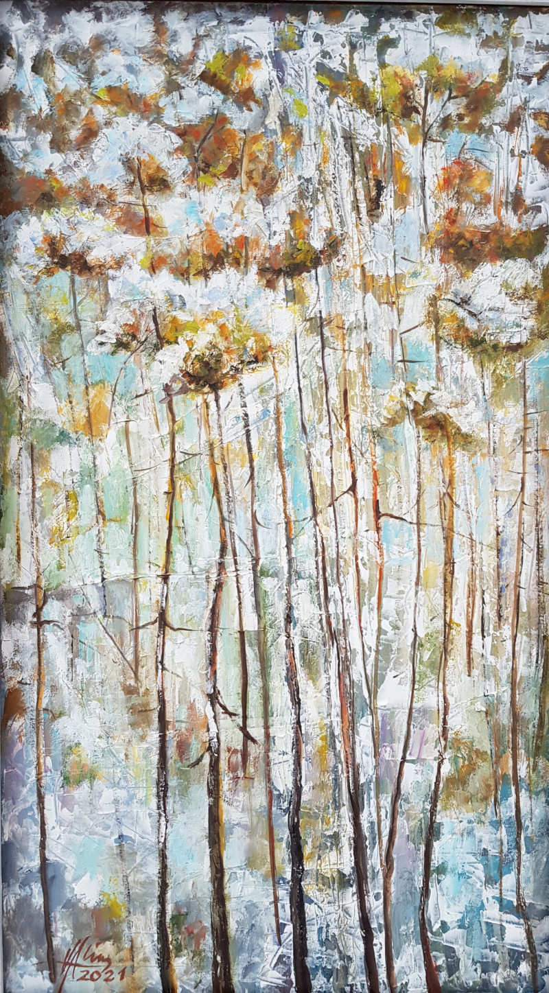 Voldemaras Valius tapytas paveikslas Netikėtas rudens sniegas, Peizažai , paveikslai internetu