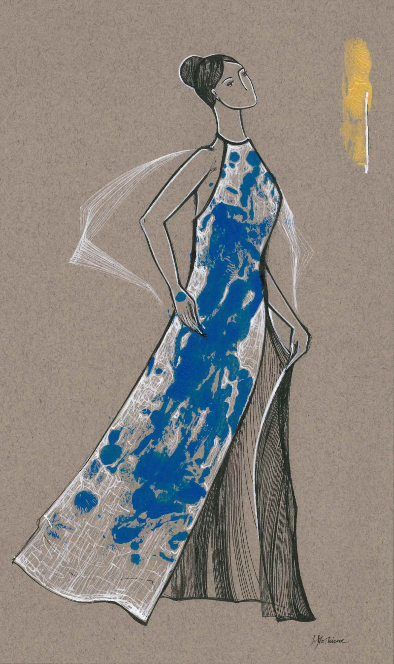 Lady with a Blue Dress original painting by Ieva Stoškienė. Miniature