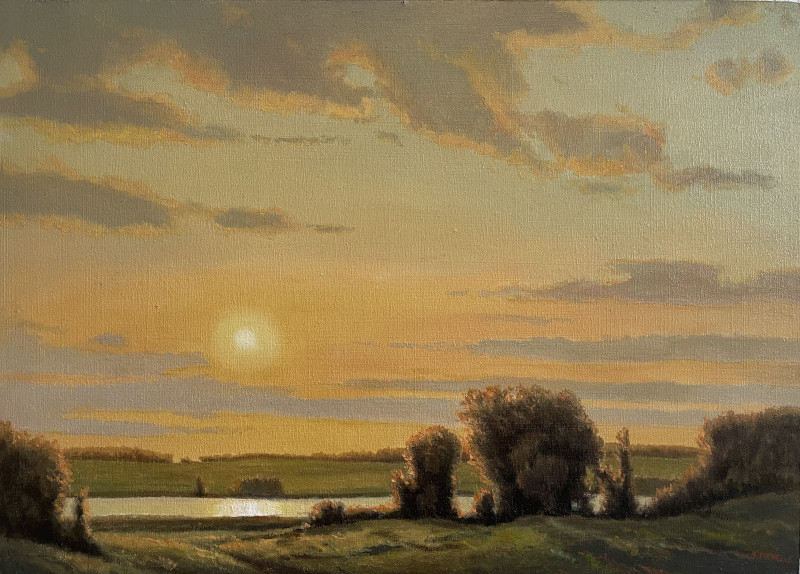 Warm Evening original painting by Rimantas Virbickas. Landscapes