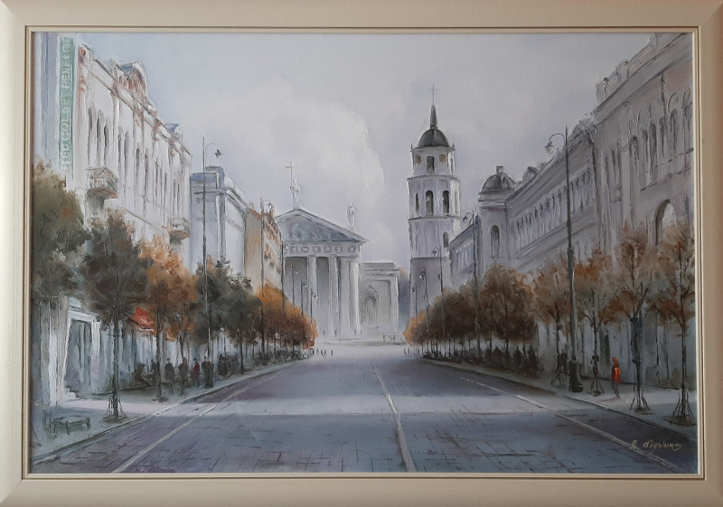 Gediminas Avenue original painting by Aleksandras Lysiukas. Paintings with Vilnius (Vilnius)