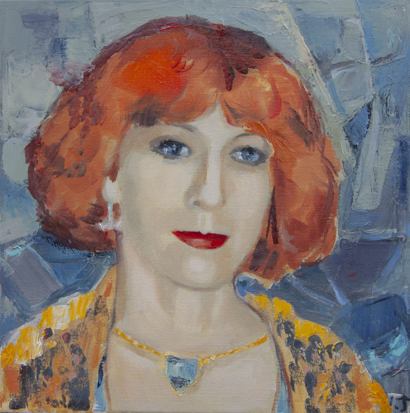Portrait of Writer Jurga Ivanauskaite original painting by Vidmantas Jažauskas. Paintings With People