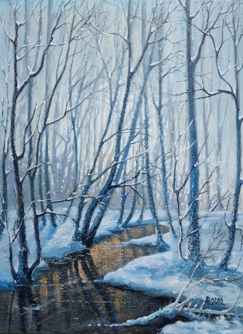 Aloyzas Pacevičius tapytas paveikslas Žiemos siluetai, Peizažai , paveikslai internetu