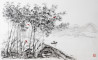 Indrė Beinartė tapytas paveikslas Trys raudoni paukšteliai bambukų giraitėje, Peizažai , paveikslai internetu
