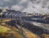 Aleksandras Kapustinas tapytas paveikslas Naktinis Vilnius, Urbanistinė tapyba , paveikslai internetu