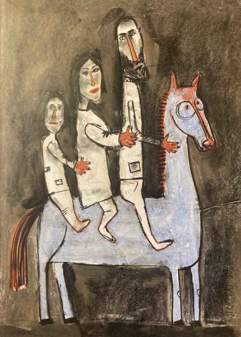 Robertas Strazdas tapytas paveikslas Jei yra tikslas - žirgelis būtinai atsiras, Juoko dozė , paveikslai internetu