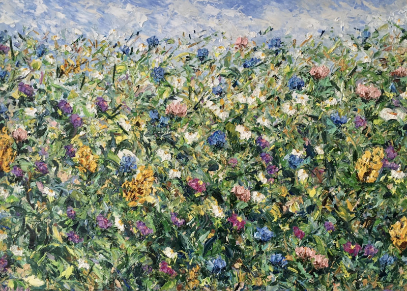 Vilma Gataveckienė tapytas paveikslas Flowers field, Gėlės , paveikslai internetu