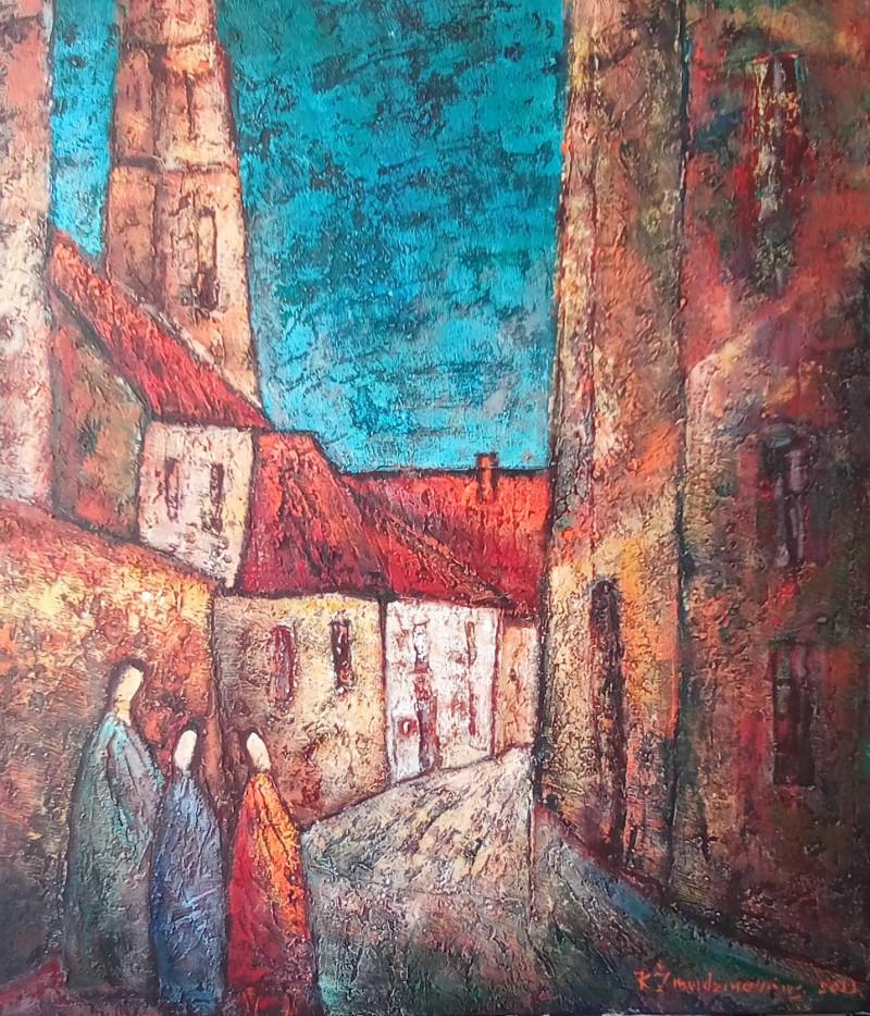 Romas Žmuidzinavičius tapytas paveikslas Naktinis pasivaikščiojimas, Urbanistinė tapyba , paveikslai internetu