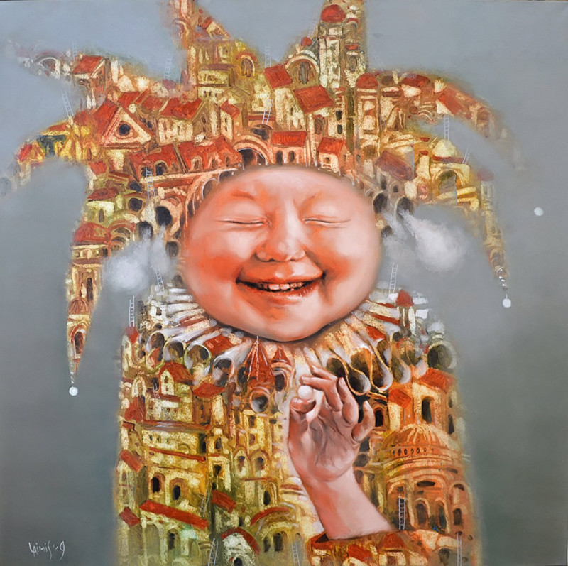 Laimonas Šmergelis tapytas paveikslas Miesto juokdarys, Daugiau yra geriau , paveikslai internetu