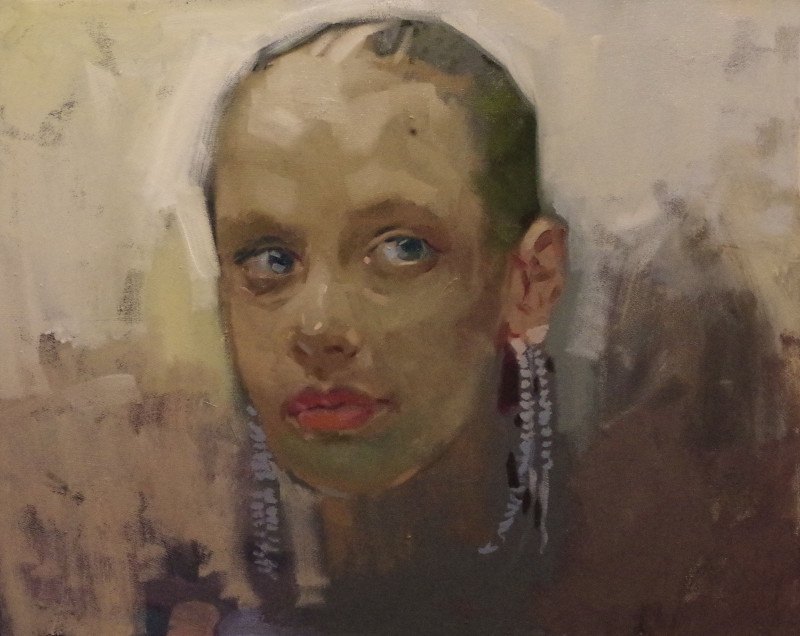 Woman With Earrings original painting by Vygandas Doveika. Paintings With People