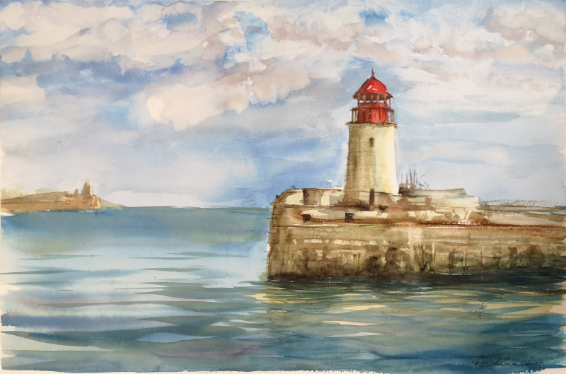Valetta, Lighthouse original painting by Eugis Eidukaitis. Landscapes