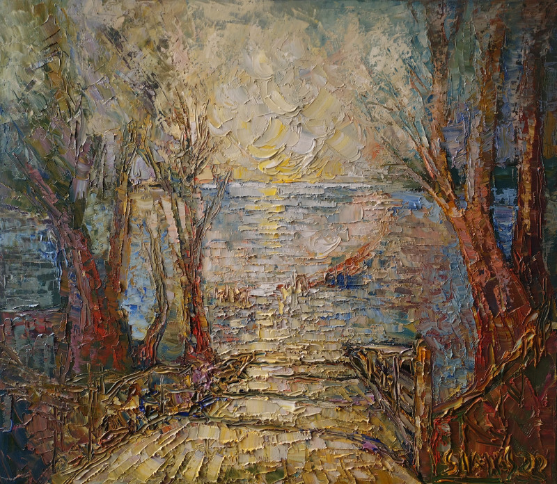 Simonas Gutauskas tapytas paveikslas Laiptai į pajūrį, Peizažai , paveikslai internetu