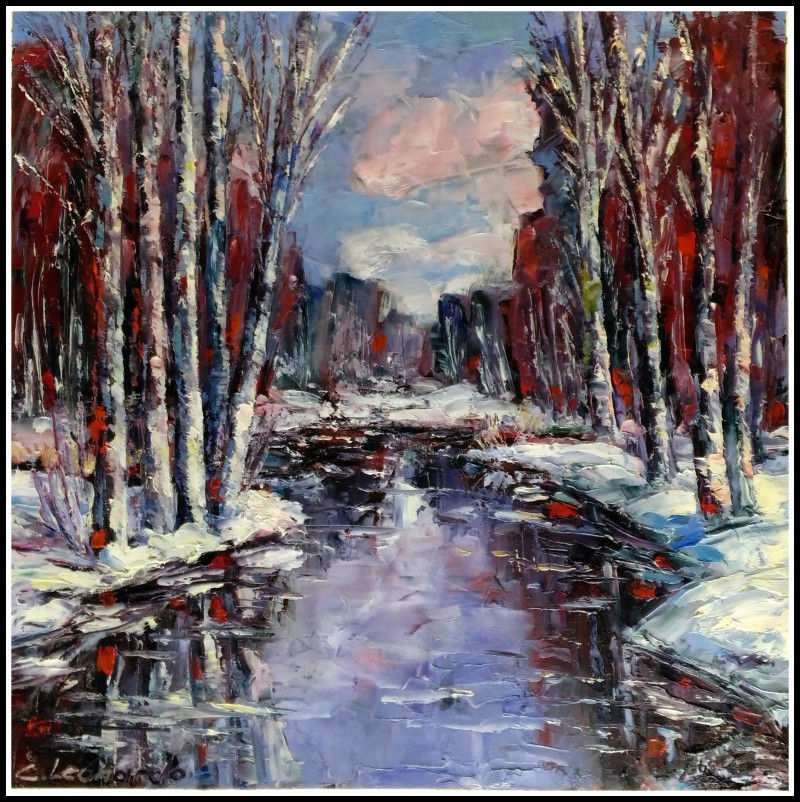 Winter Landscape original painting by Leonardas Černiauskas. Landscapes
