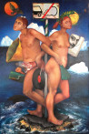 Arnoldas Švenčionis tapytas paveikslas Klimato kaita arba šiuolaikiniai Adomas ir Ieva, Fantastiniai paveikslai , paveikslai ...