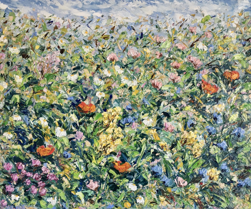 Vilma Gataveckienė tapytas paveikslas Summer Field, Gėlės , paveikslai internetu