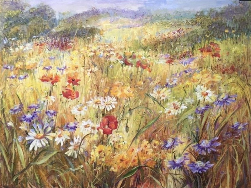 Birutė Bernotienė-Vall tapytas paveikslas Birželis, Gėlės , paveikslai internetu