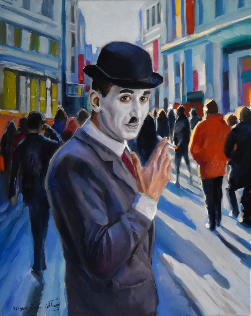 A Cigarette Before Work original painting by Serghei Ghetiu. Paintings With People