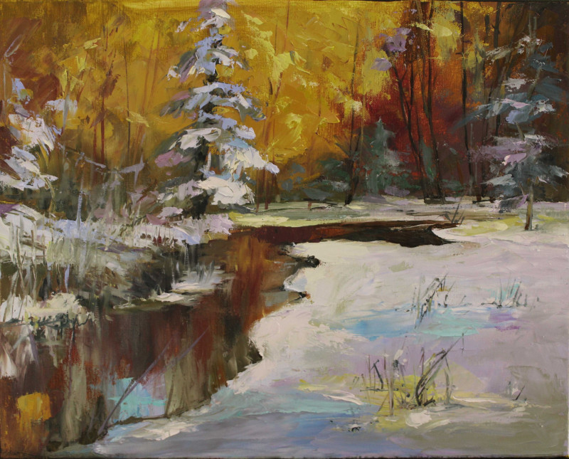 First Snow original painting by Birutė Bernotienė-Vall. Landscapes