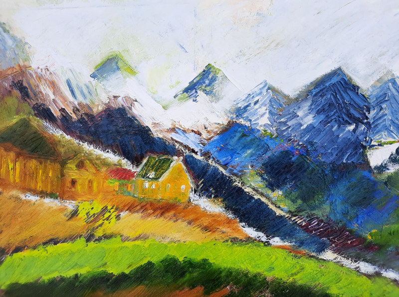 Gitas Markutis tapytas paveikslas Namelis kalnuose, Peizažai , paveikslai internetu