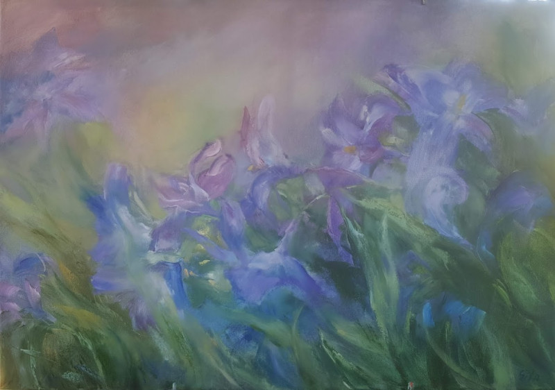 Gitana Petronaitienė tapytas paveikslas Irisų šėlsmas, Gėlės , paveikslai internetu