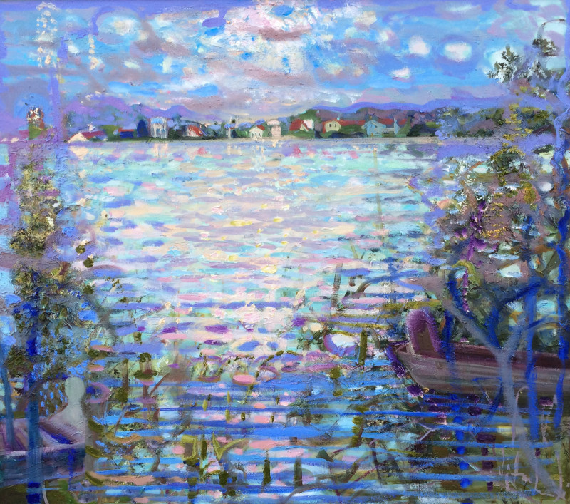Gražina Vitartaitė tapytas paveikslas Vakaras prie ežero Zarasuose, Peizažai , paveikslai internetu
