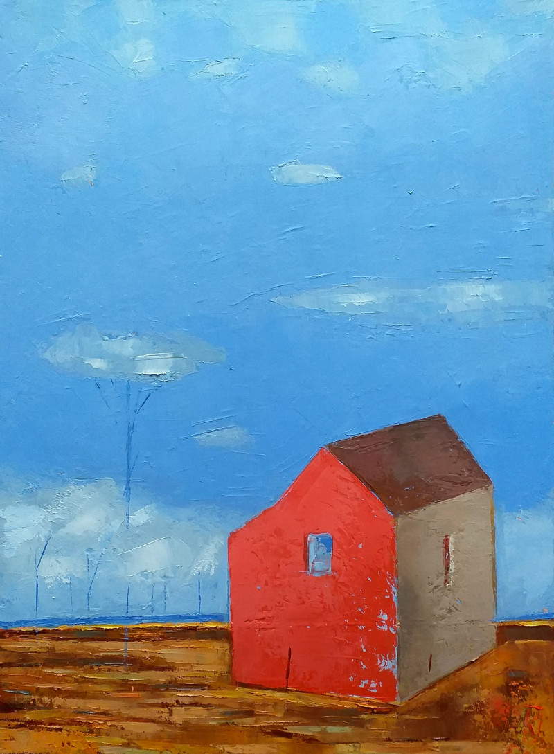 Kęstutis Jauniškis tapytas paveikslas Peizažas su namu, Rinktiniai peizažai , paveikslai internetu