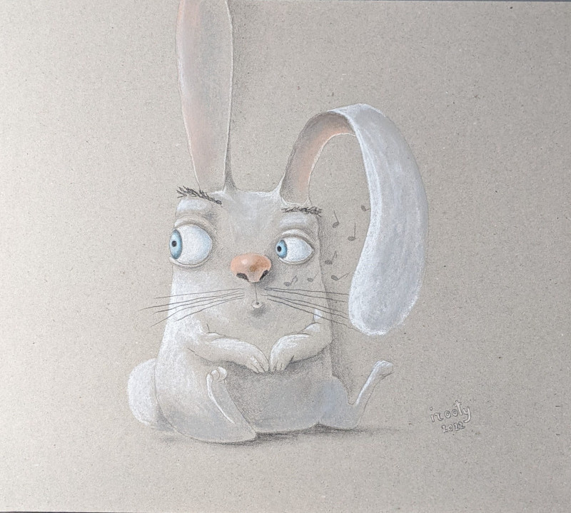 Bunny original painting by Irena Kavaliauskienė. Animalistic Paintings