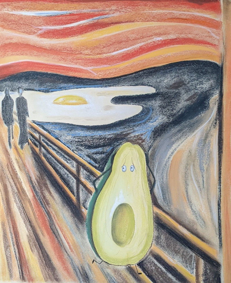 Breakfast Scream (Parody) original painting by Irena Kavaliauskienė. Freed Fantasy