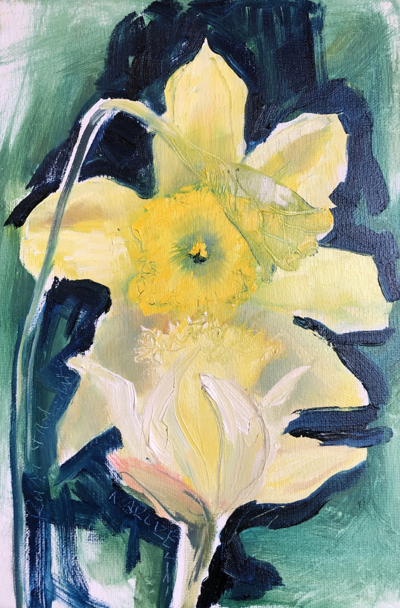 Rasa Staskonytė tapytas paveikslas Pavasario trio, Gėlės , paveikslai internetu