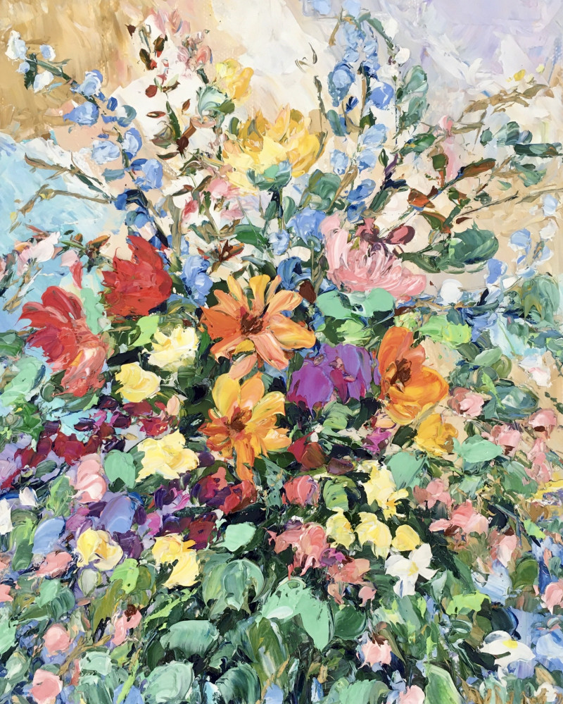 Vilma Gataveckienė tapytas paveikslas Bouquet of bright flowers, Gėlės , paveikslai internetu