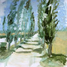 Rasa Staskonytė tapytas paveikslas Topolių alėja. Toliūnai, Miniatiūros - Maži darbai , paveikslai internetu