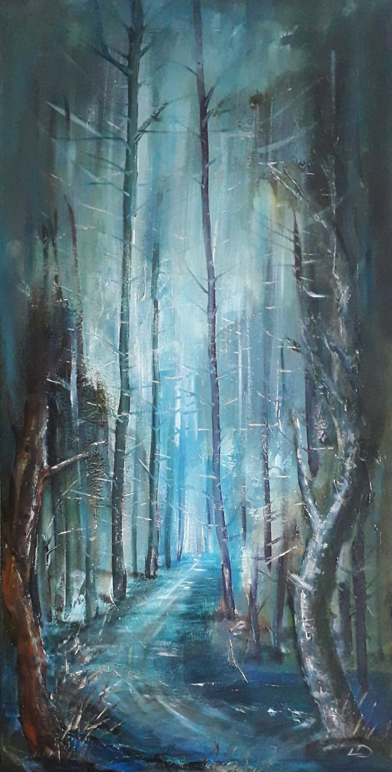 Winter in the Forest original painting by Lidija Dailidėnienė. Landscapes