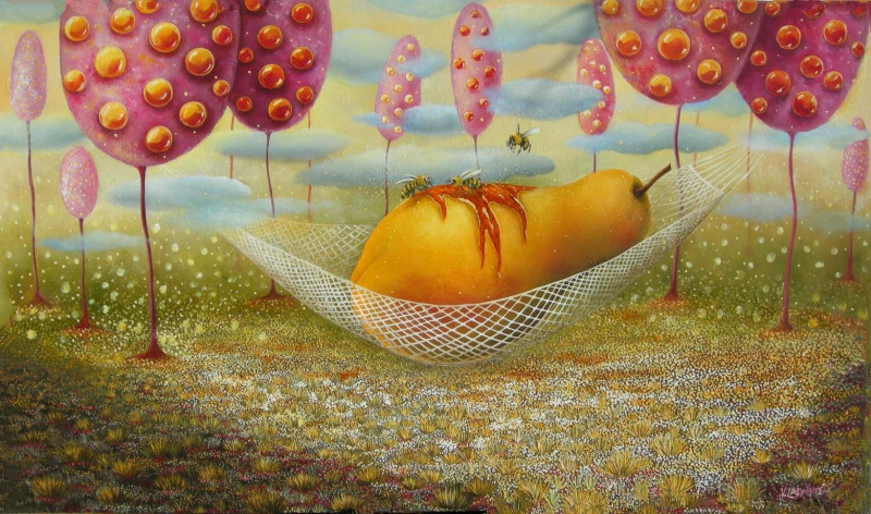 Pear Dream original painting by Viktorija Labinaitė. Fantastic