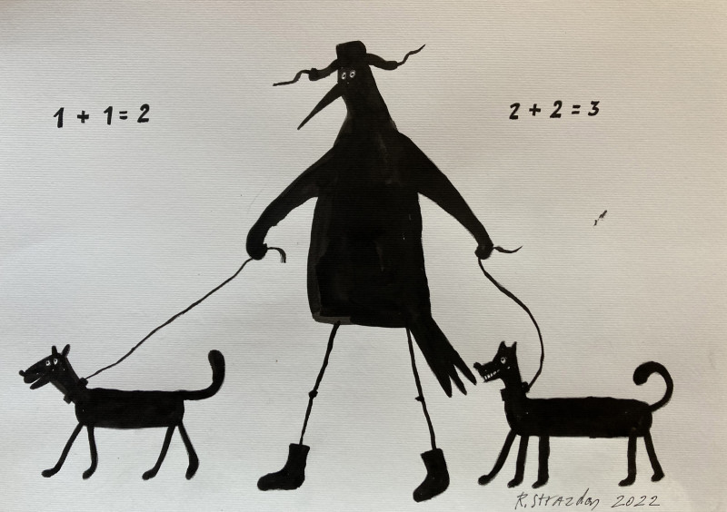 Robertas Strazdas tapytas paveikslas Du dvigubai geriau, Animalistiniai paveikslai , paveikslai internetu