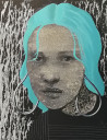 Miglė Kosinskaitė tapytas paveikslas Mergina sidabro auskarais / parama Ukrainai, Slava Ukraini , paveikslai internetu