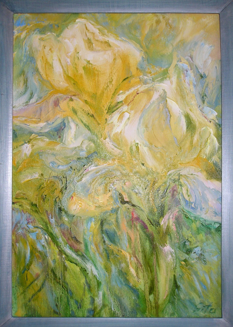 Gitana Petronaitienė tapytas paveikslas Irisai, Gėlės , paveikslai internetu