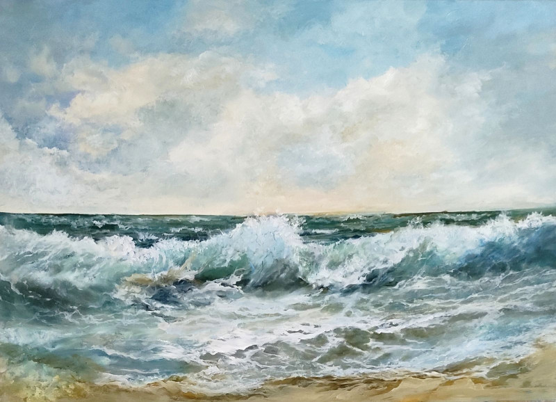 Birutė Butkienė tapytas paveikslas Jūra šėlsta, Jūros , paveikslai internetu