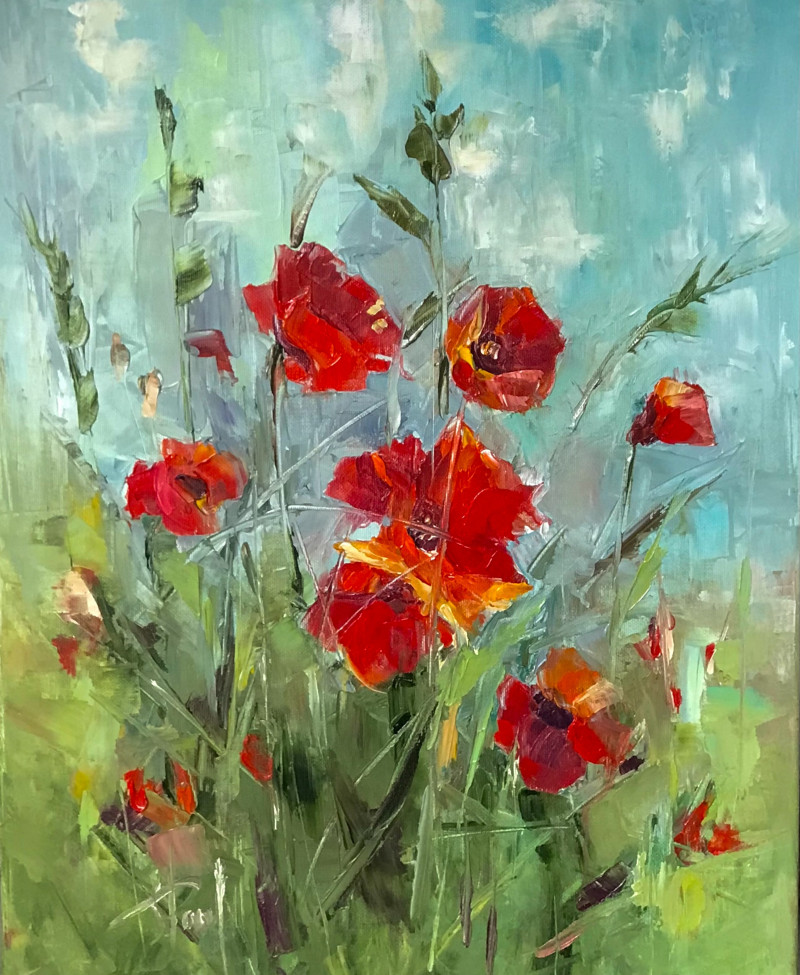 Poppies original painting by Sigita Paulauskienė. Flowers
