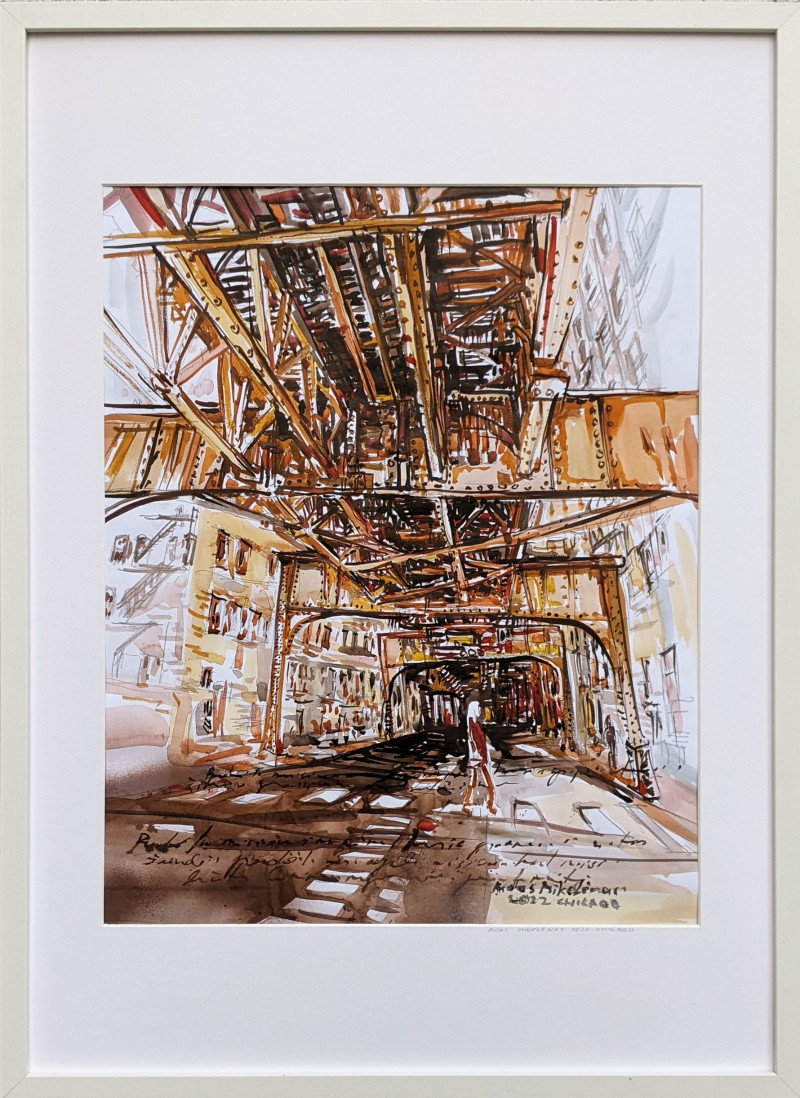 Aidas Mikelėnas tapytas paveikslas Senosios metro konstrukcijos, Urbanistinė tapyba , paveikslai internetu