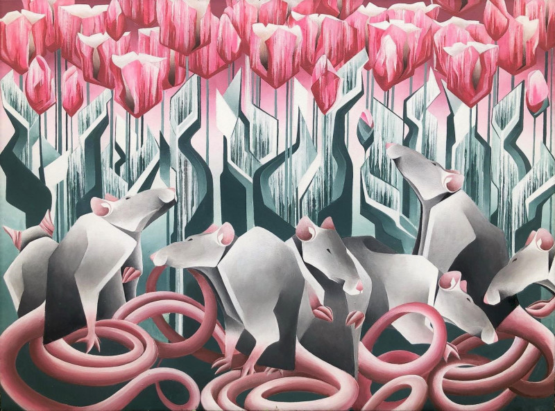 Kristina Šaudinytė tapytas paveikslas Žiurkės, Animalistiniai paveikslai , paveikslai internetu