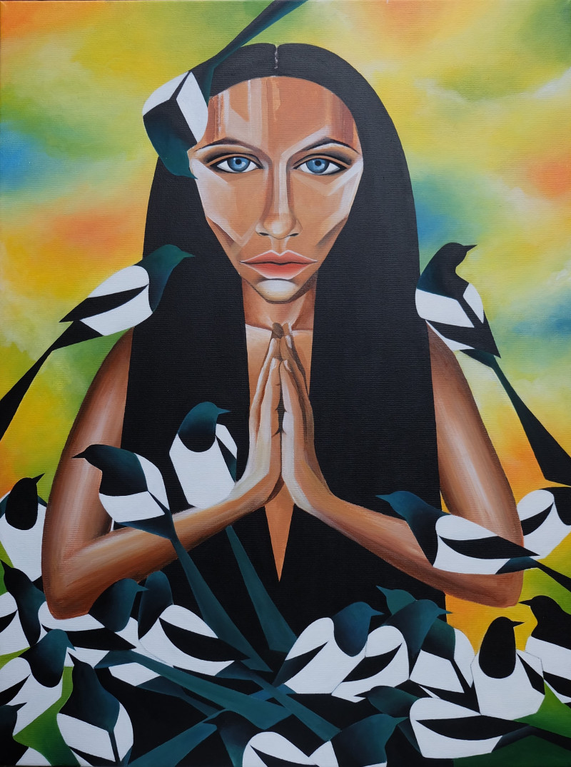 Kristina Šaudinytė tapytas paveikslas Namaste, Tapyba su žmonėmis , paveikslai internetu